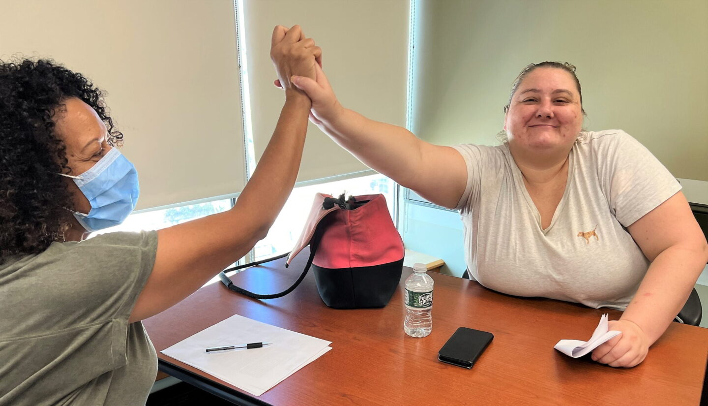 Patient Jamie Gomes and BNHC's Luisa Schaeffer